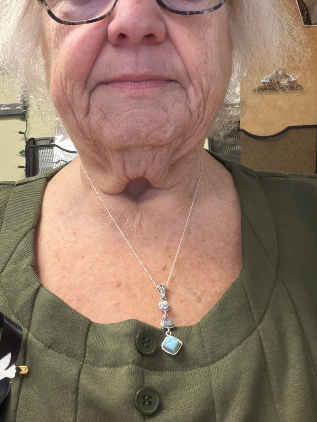 Customer photo review of Silver Larimar Necklace