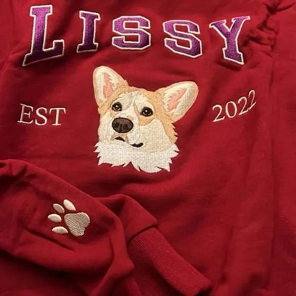 Customer photo review of Personalized Embroidered Pet Face and Name Est Sweatshirt