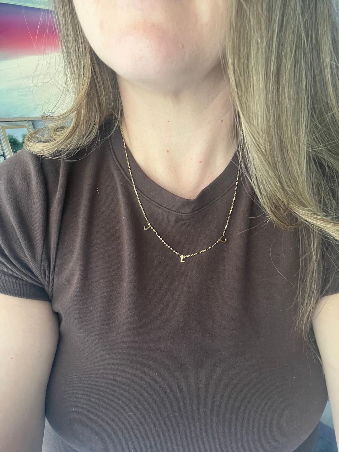 Customer photo review of The Original A-Z Initial Letter Necklace Gold