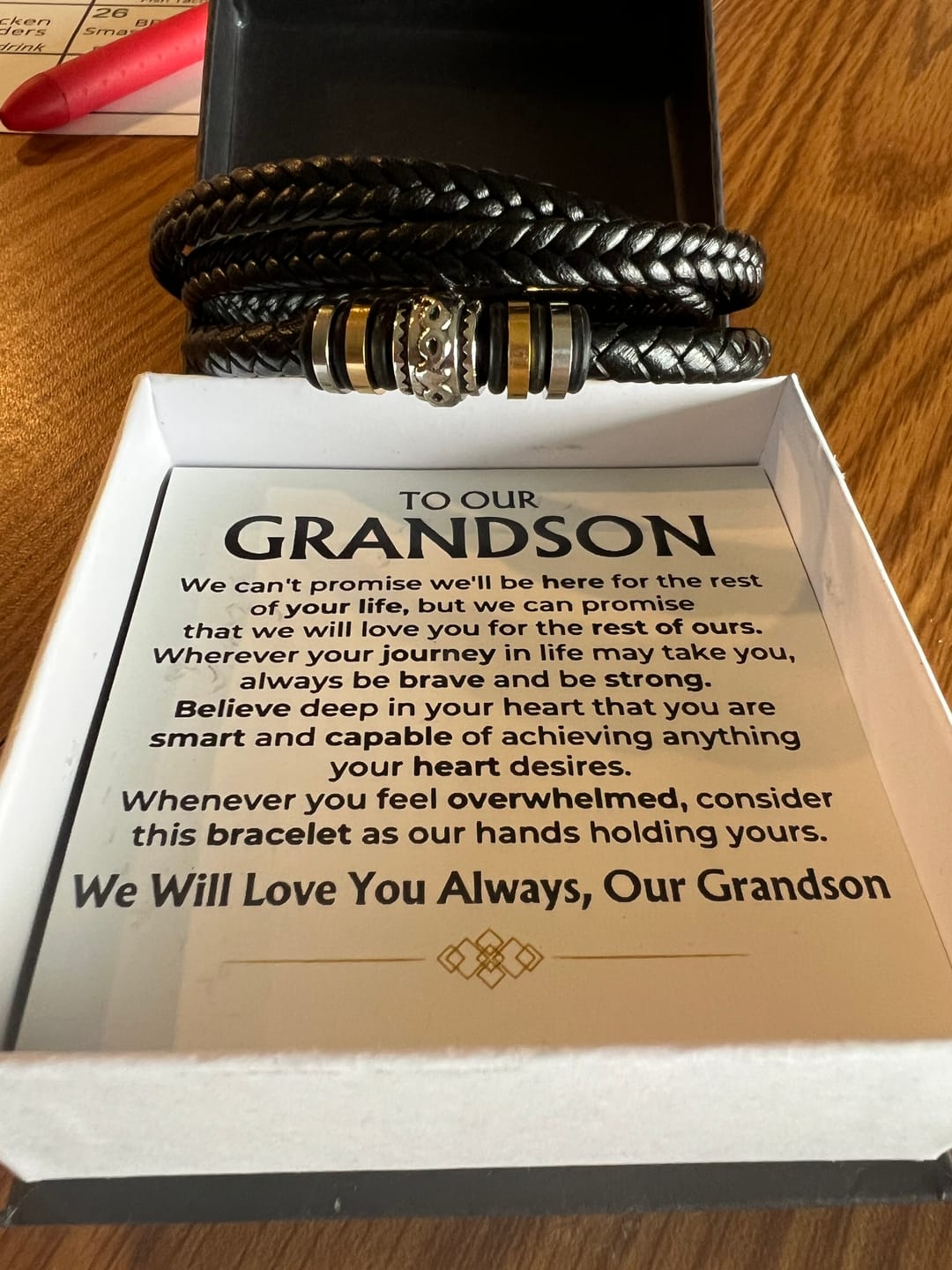 Customer photo review of To My Grandson | Braided Leather Bracelet Gift Set - SS585