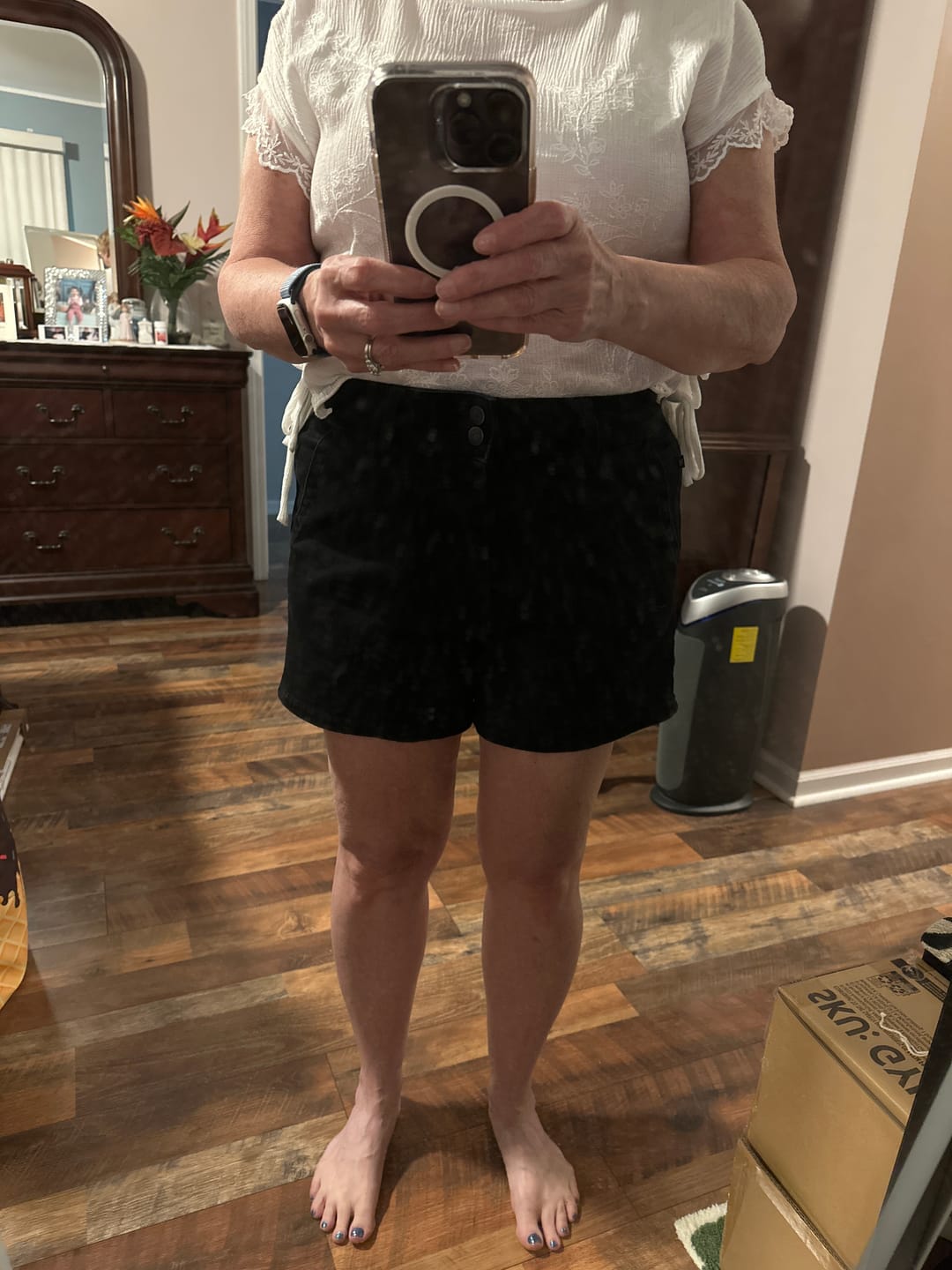 Customer photo review of Judy Blue High Waist Black Trouser Shorts