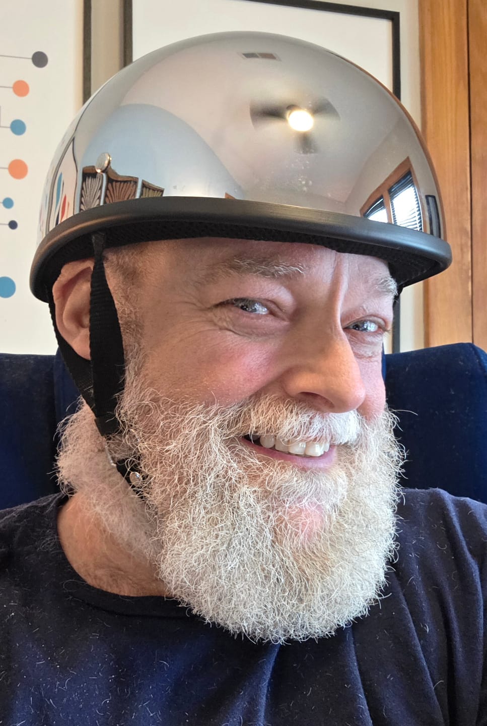 Customer photo review of Lightweight SOA Style DOT Beanie Helmet / Chrome
