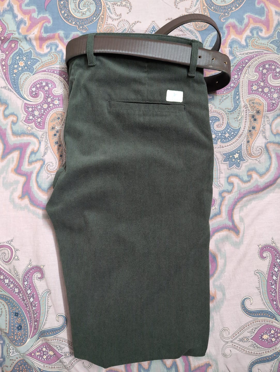 Customer photo review of Olive Green Fine Stripe - Corduroy Pant