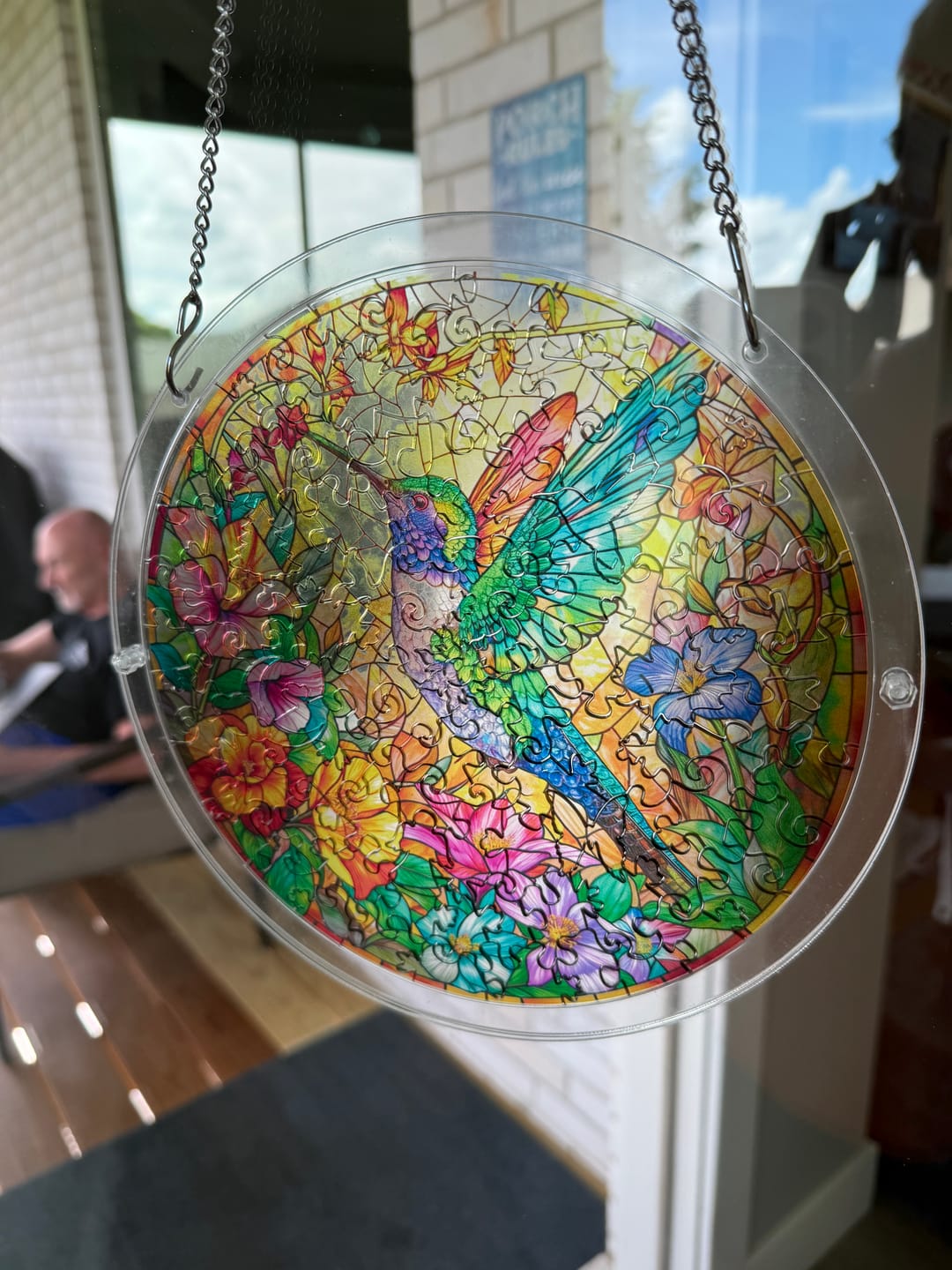 Customer photo review of Acrylic Jigsaw Puzzle Suncatcher - Butterflies in Bloom