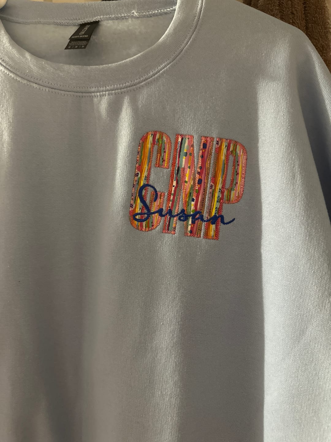 Customer photo review of Custom Appliqué Credentials Sweatshirt with Name