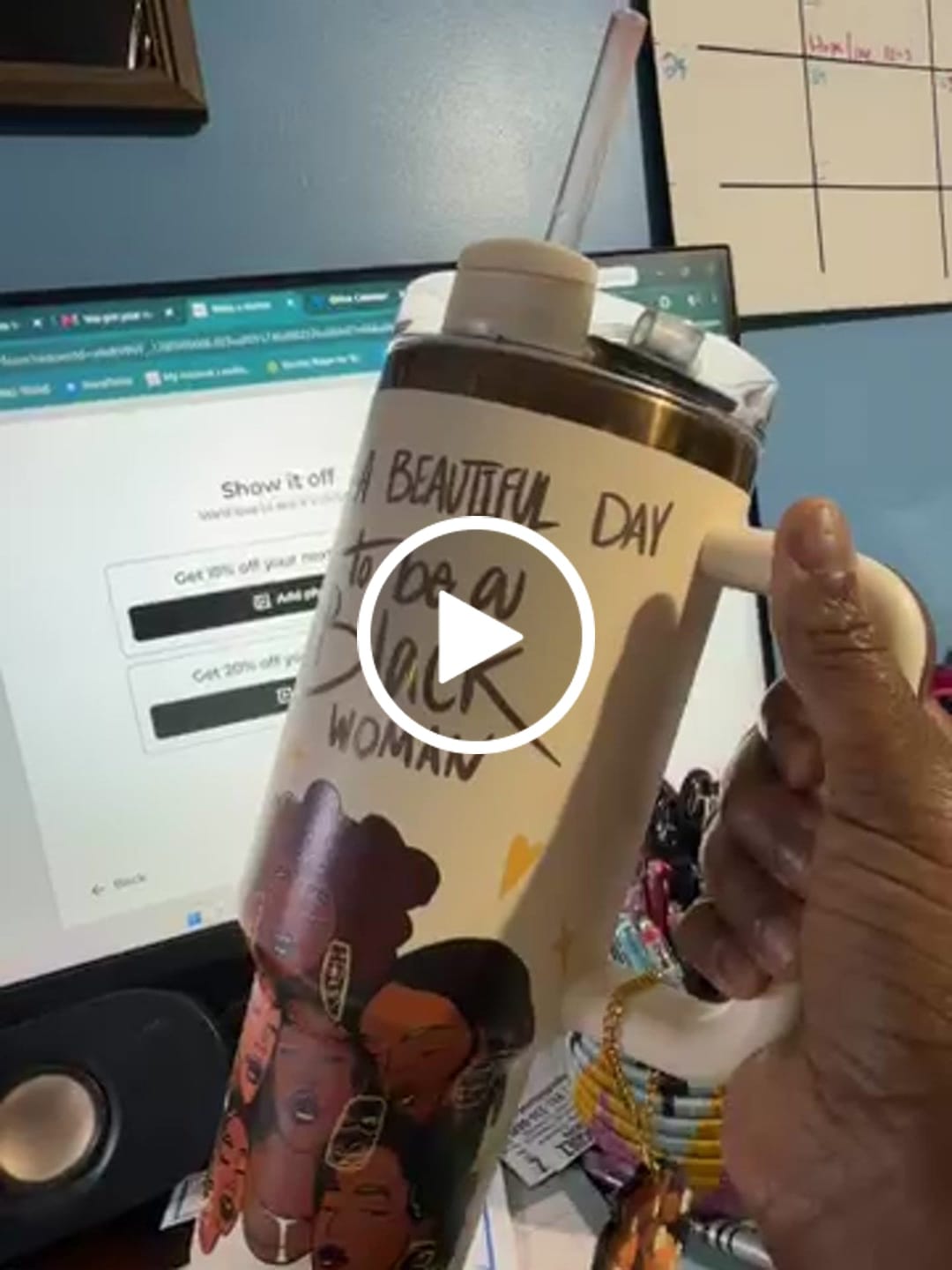 Customer video review of "Brown Sugar" FlowSip™ Insulated Tumbler – It's a Beautiful Day to Be a Black Woman