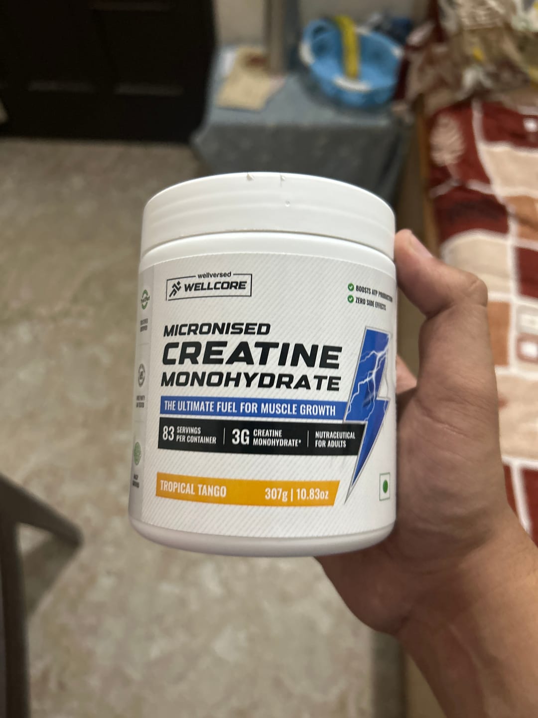 Customer photo review of Wellcore - Micronised Creatine Monohydrate (83 Servings, Tropical Tango) + Premium Steel Shaker