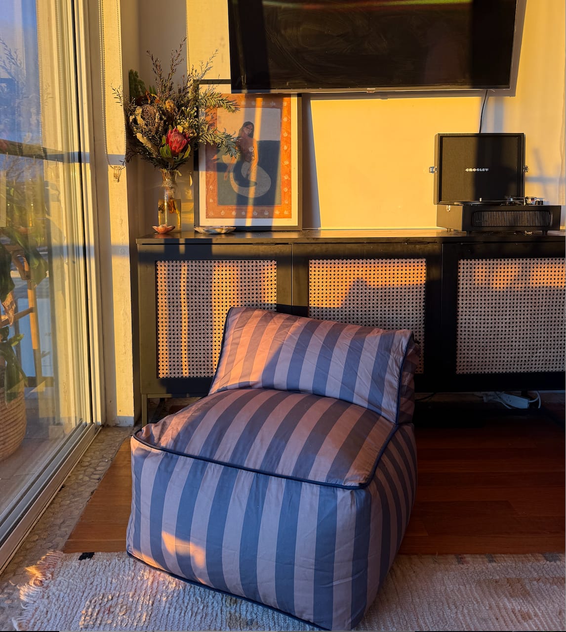 Customer photo review of Striped Toddler Lounger - Eggplant
