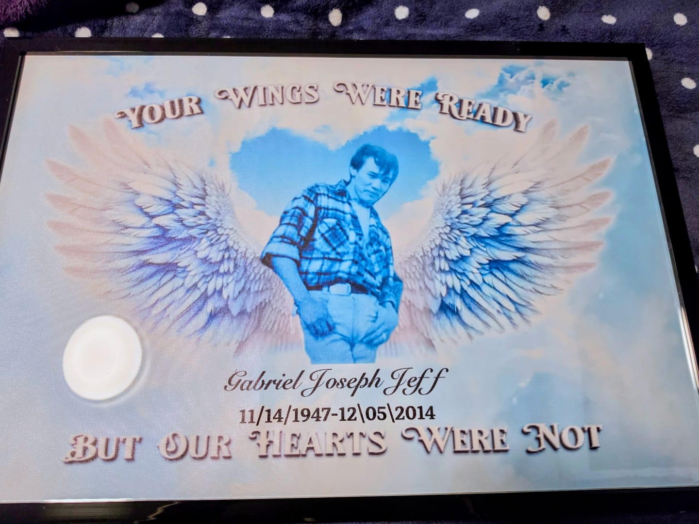 Customer photo review of Memorial Canvas - Personalized Canvas Prints - Your Wings Were Ready But Our Hearts Were Not