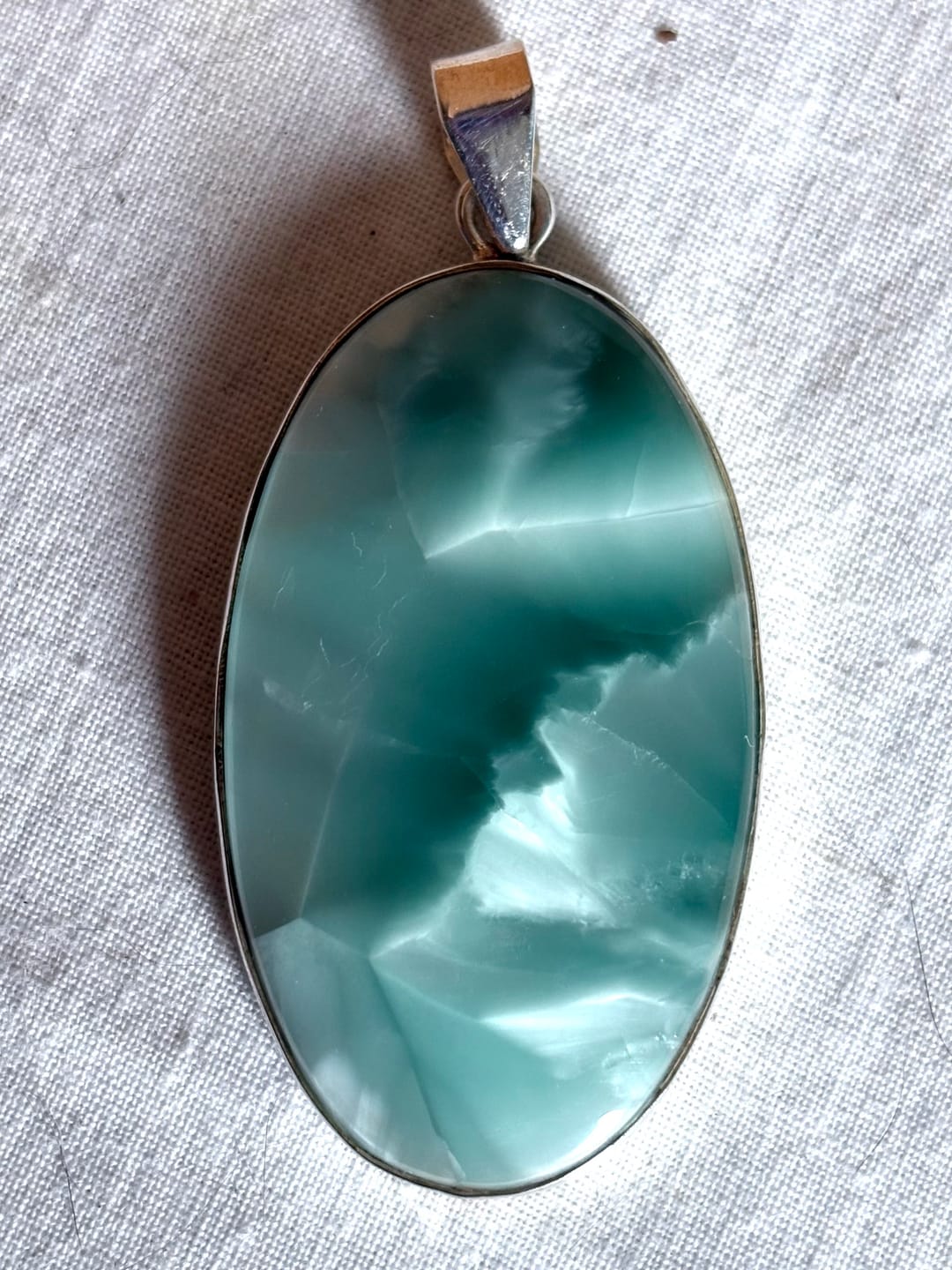 Customer photo review of Premium Hemimorphite Pendant 2 1/8" (.925 Sterling Silver)