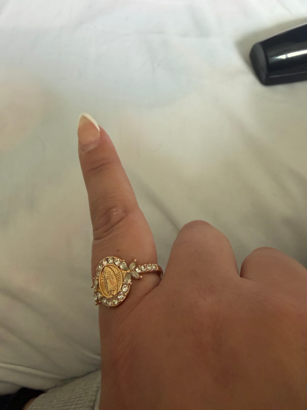 Customer photo review of FREE Today: Elegant Virgin Mary Emblem Ring: Sacred Detail for Daily Devotion