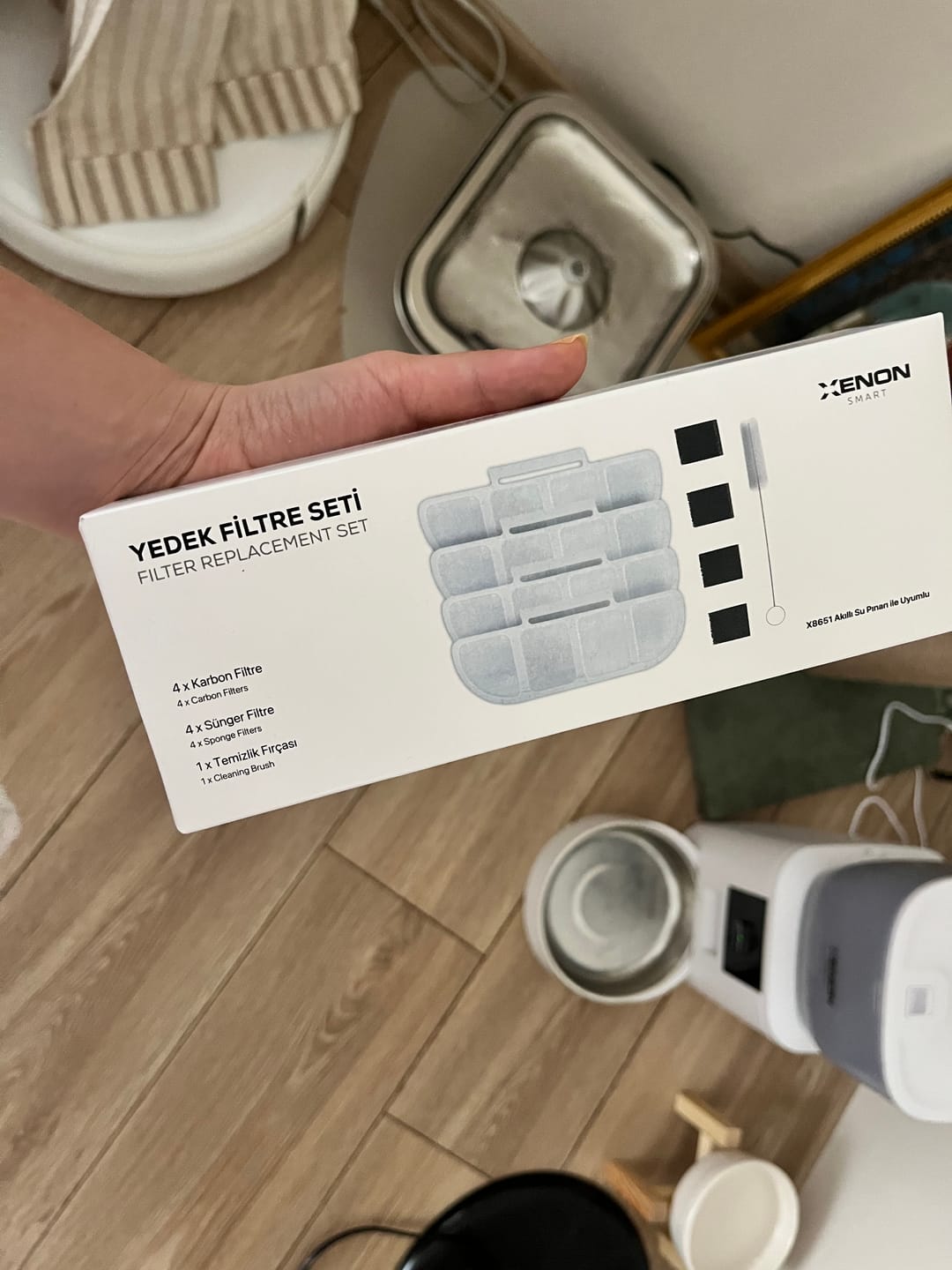 Customer photo review of Kedi Su Pınarı Filtresi (X8651 Uyumlu) | 4'lü Set, Fırça ve Süngerli Yedek Parça (X8781)