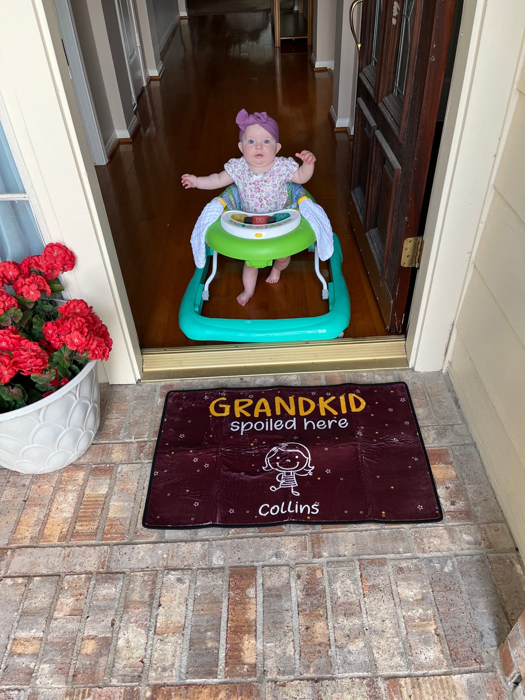 Customer photo review of Grandkids Spoiled Here Doodle - Personalized Doormat