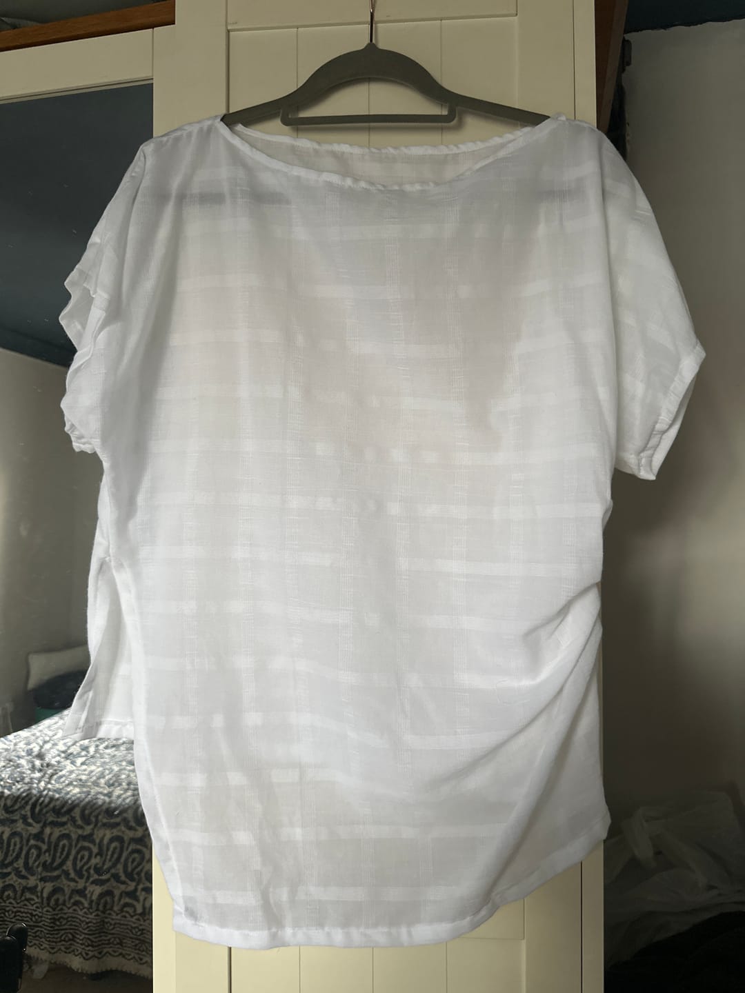 Customer photo review of Checkered White Cotton Modal Fabric
