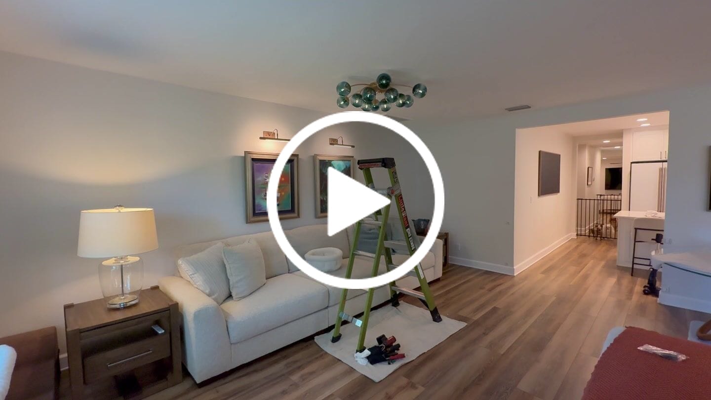 Customer video review of Glam Bloom 12-Light Blue Glass Bubble Semi Flush Chandelier