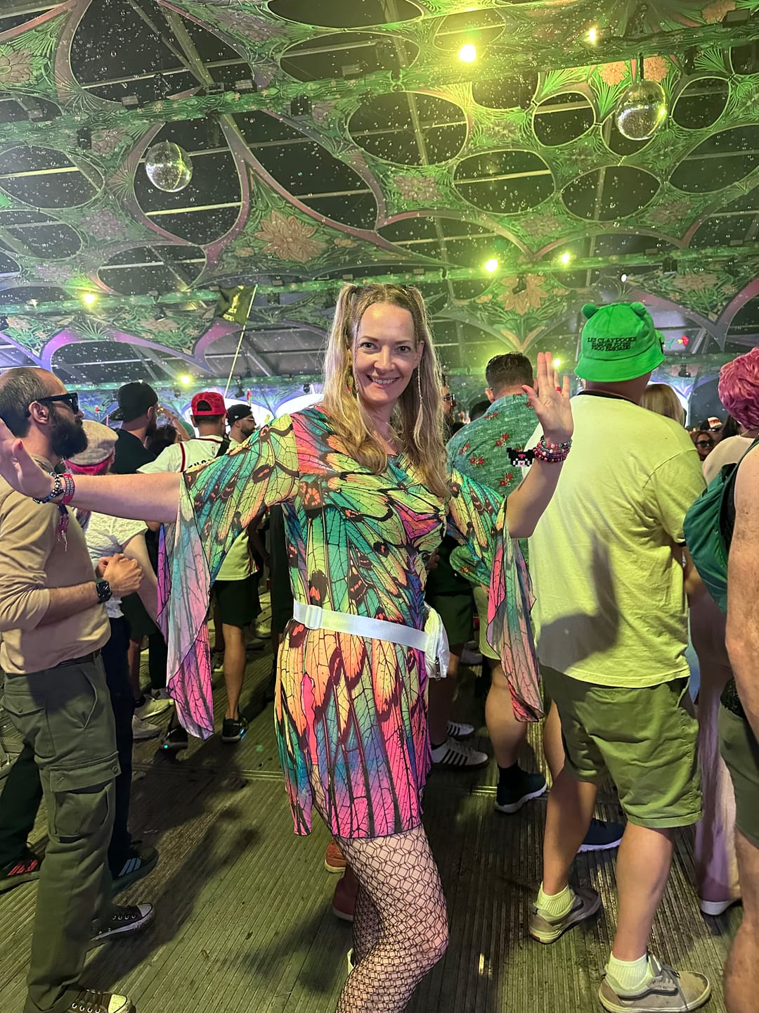 Customer photo review of Neon Nymph Mesh Slit Mini Dress
