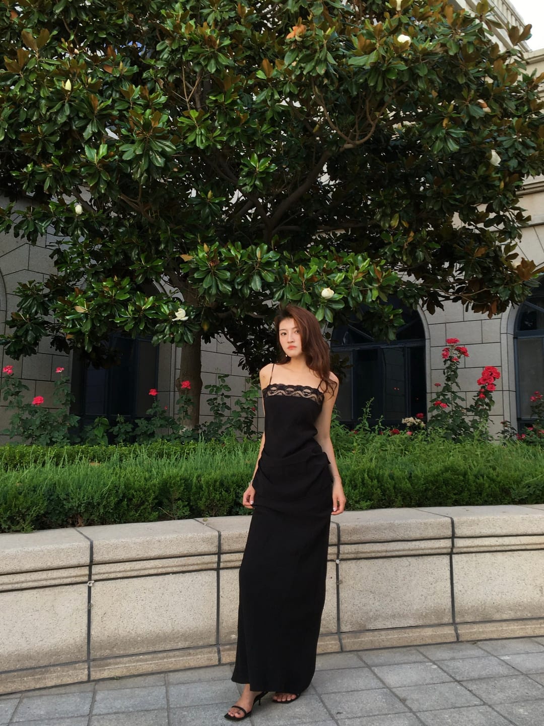 Customer photo review of 0122stepll Lace Trim Tank Top & Satin Maxi Skirt Set