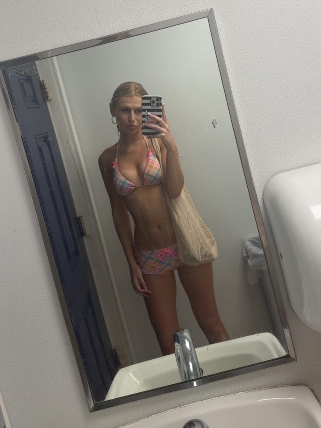 Customer photo review of Seamolly 3 Piece Plaid Lace Bowknot Halter Triangle Cheeky Boyshort Bikini Set