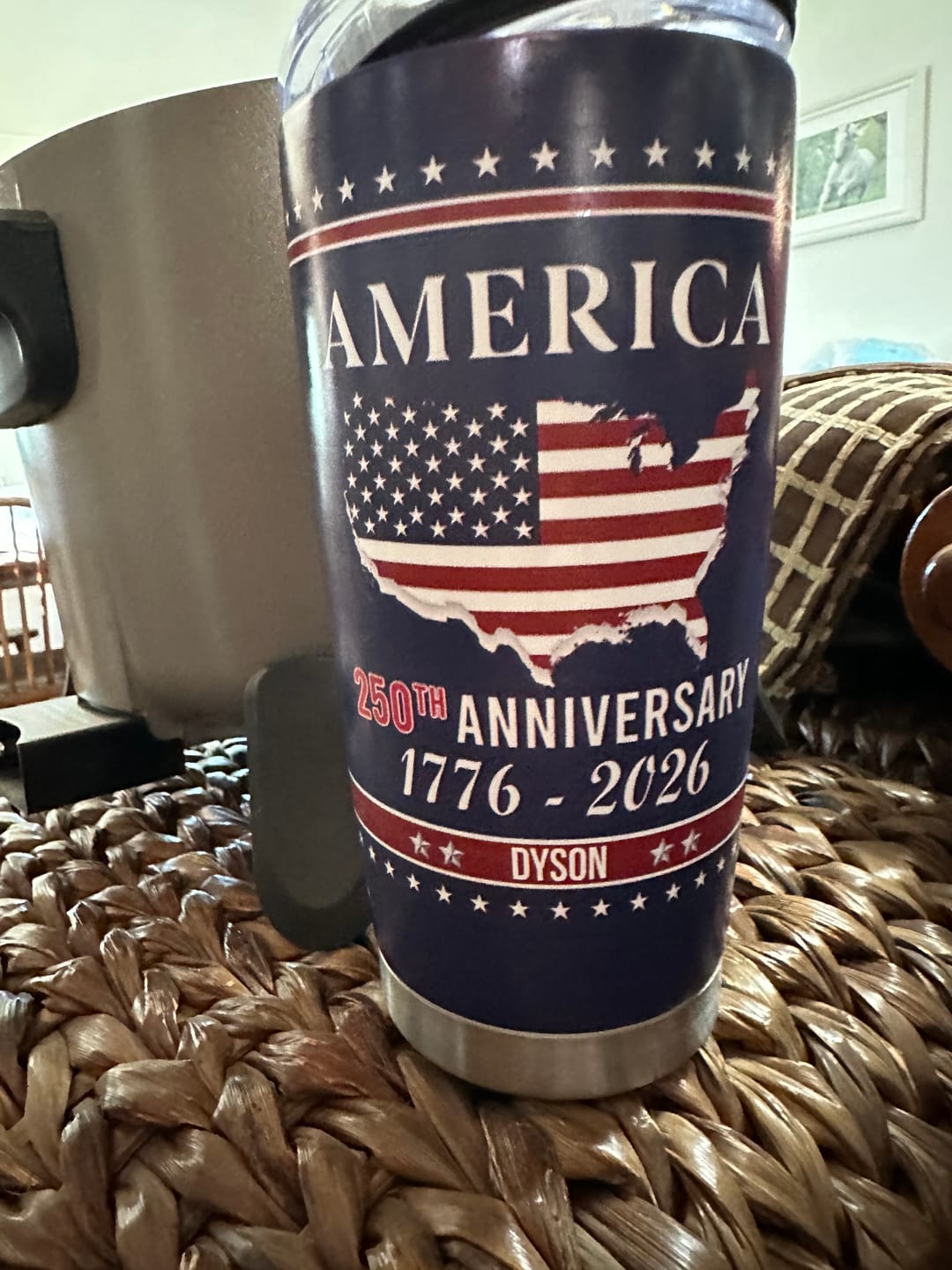 Customer photo review of Personalized Family Name America 250th Anniversary Tumbler