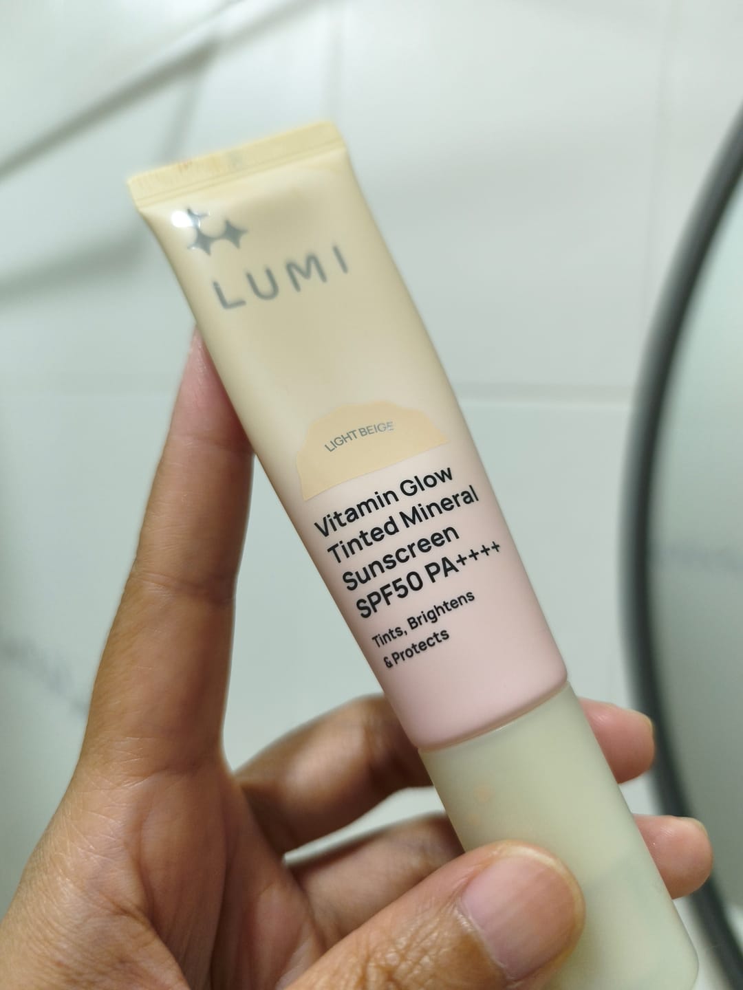 Customer photo review of Vitamin Glow Tinted Mineral Sunscreen SPF50 PA++++