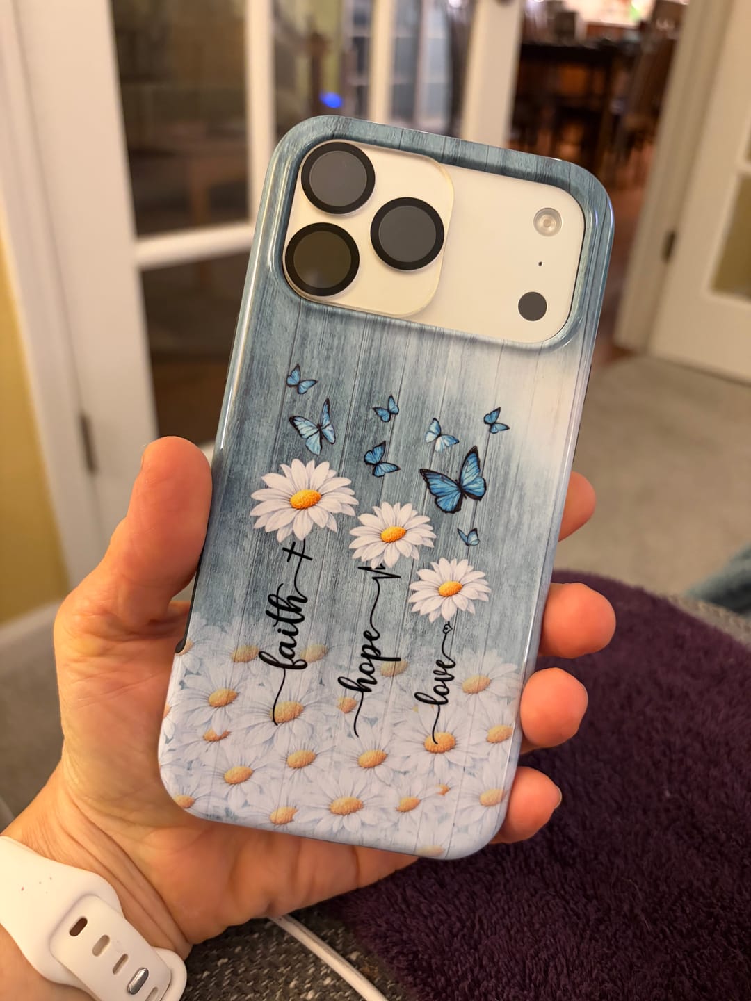 Customer photo review of Faith Hope Love Daisy Butterfly Phone Case - Christian Phone Cases