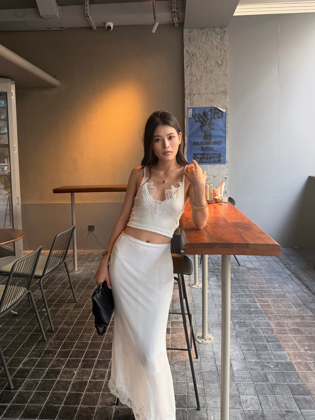 Customer photo review of 0122stepll Lace Trim Ribbed Camisole & Asymmetric Midi Skirt Set