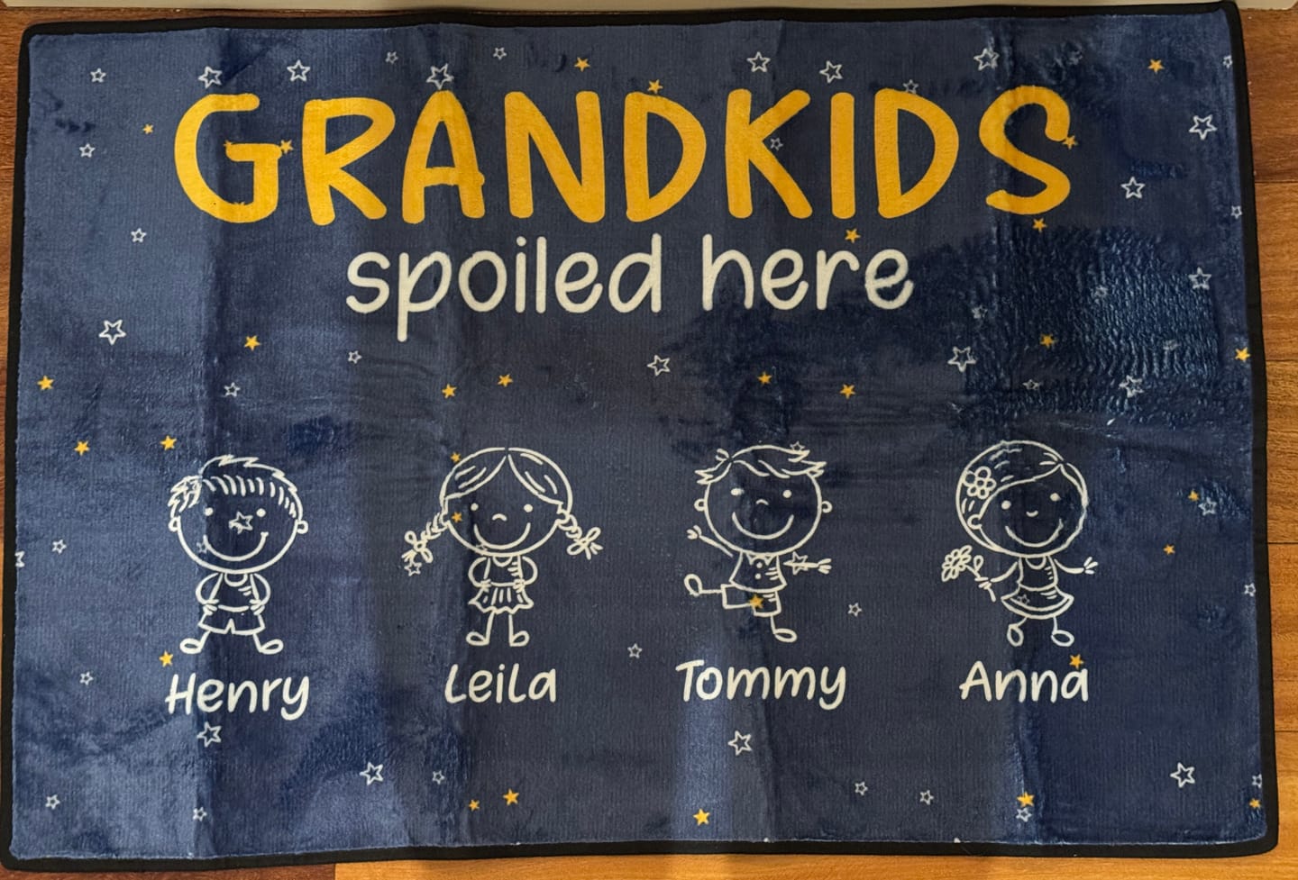 Customer photo review of Grandkids Spoiled Here Doodle - Personalized Doormat