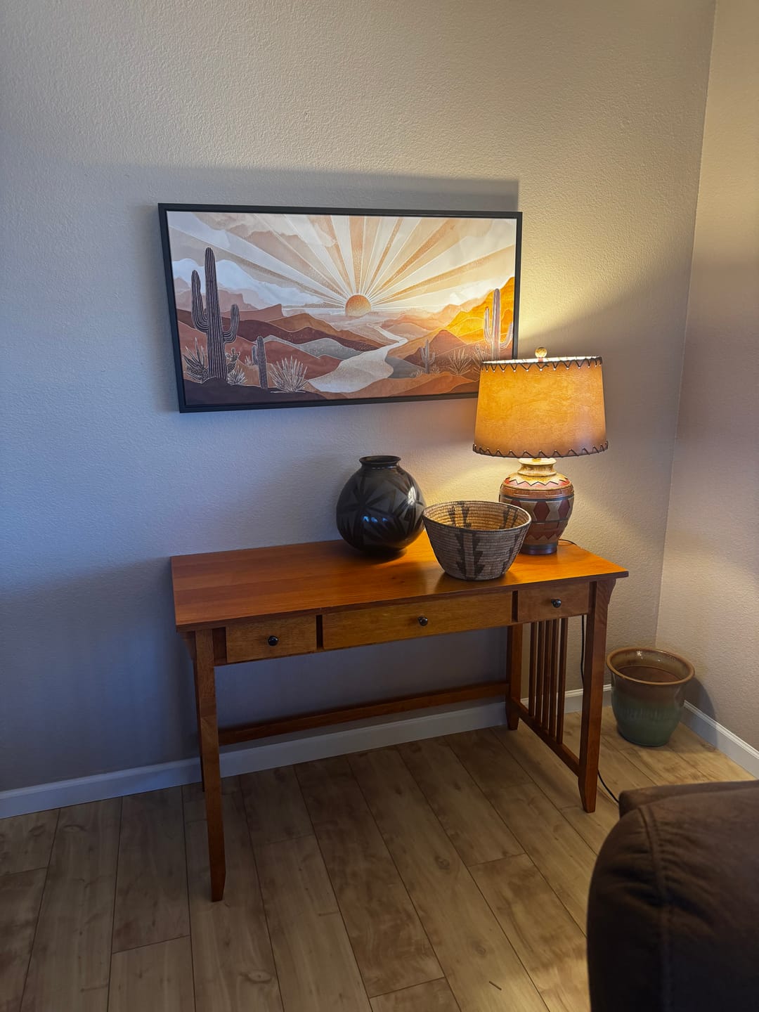 Customer photo review of Boho Desert Sunset Wall Art - Southwest Landscape Painting | Saguaro Cactus Canvas Print