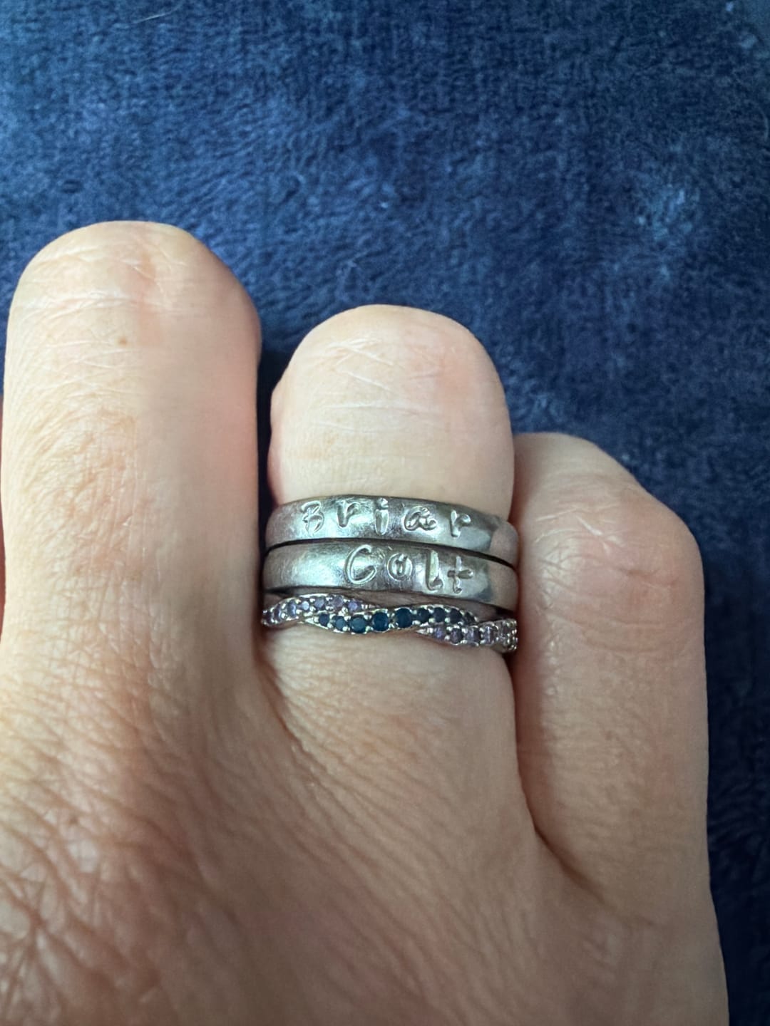 Customer photo review of Custom Wavy Birthstone Promise Ring