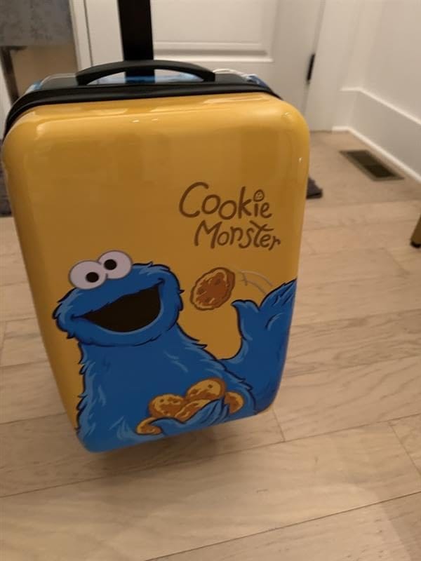 Customer photo review of Cookie Monster Detachable Scooter Luggage