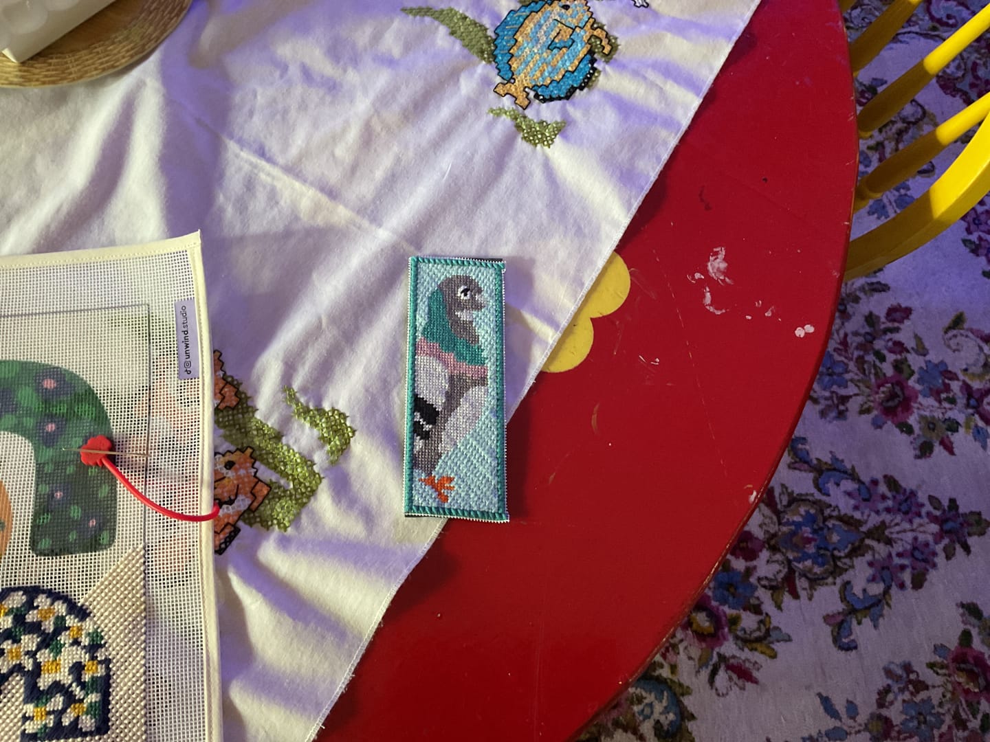Customer photo review of New York Pigeon Bookmark Needlepoint Kit