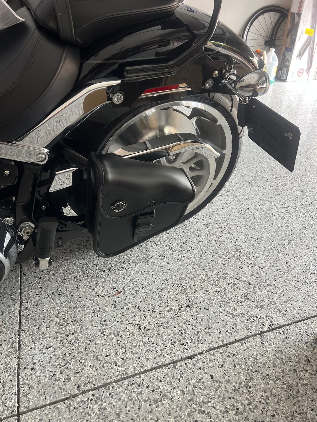Customer photo review of 3L - Digilock Motorcycle Swingarm Bag for Harley Softail