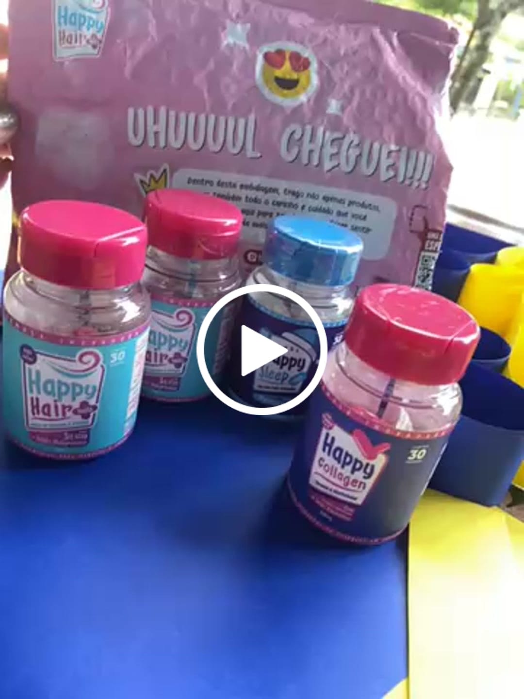 Customer video review of Happy Hair 2 Potes + 1 Melatonina Grátis + 1 Colágeno Grátis