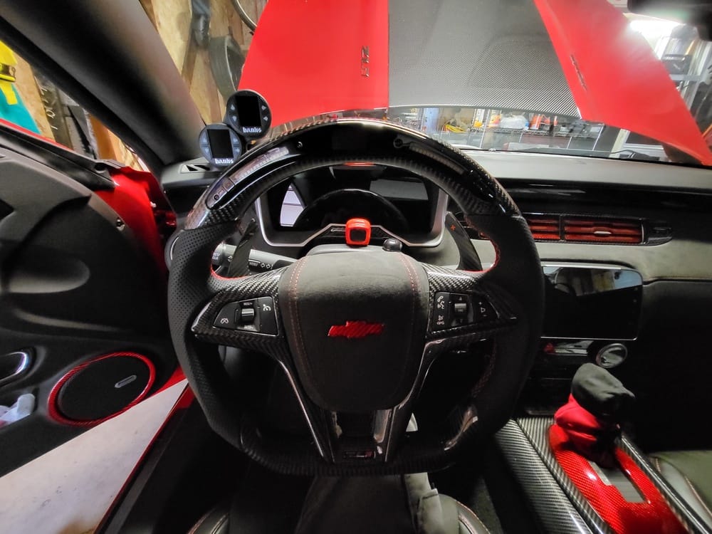 Customer photo review of 2010-2015 5th generation chevy camaro carbon fiber led steering wheel