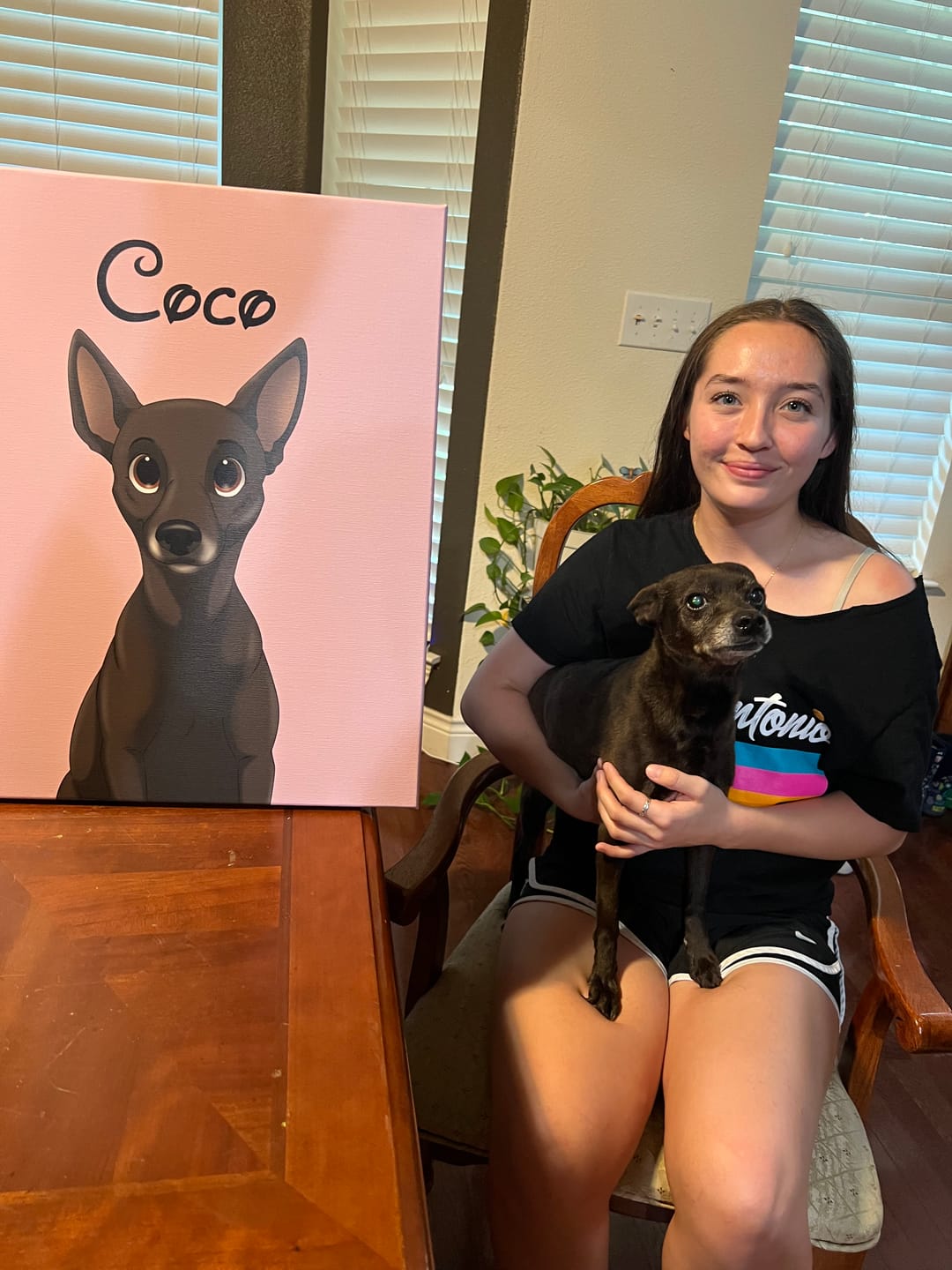 Customer photo review of Custom Hand-Drawn Cartoon Pet Portrait