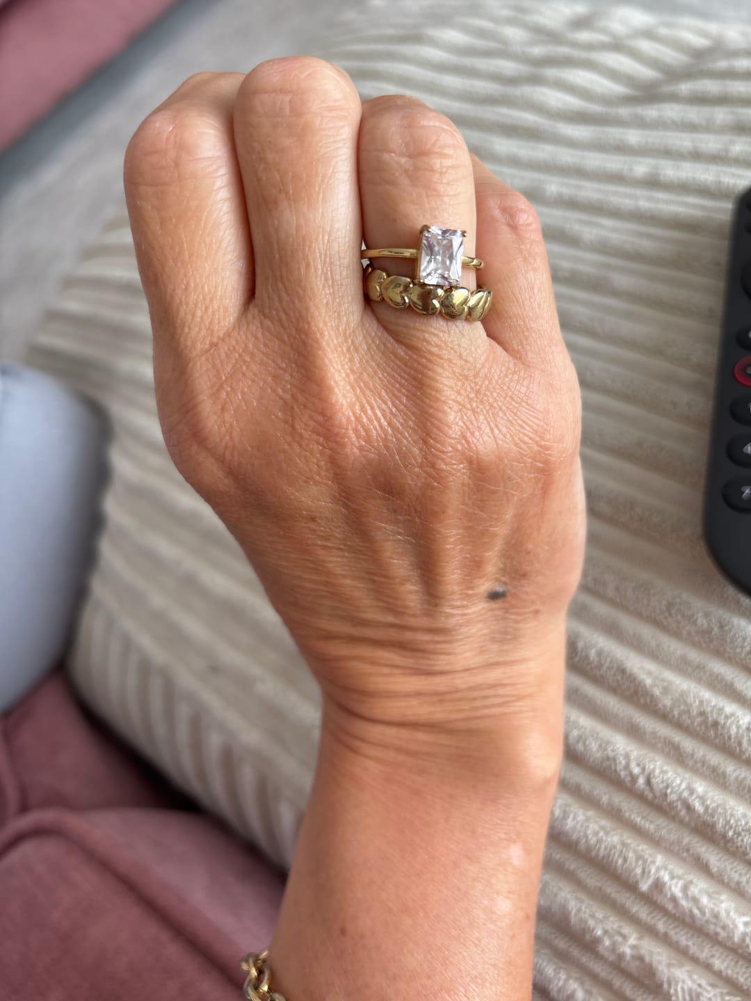 Customer photo review of Emerald Solitaire Diamond-Inspired Ring 2ct