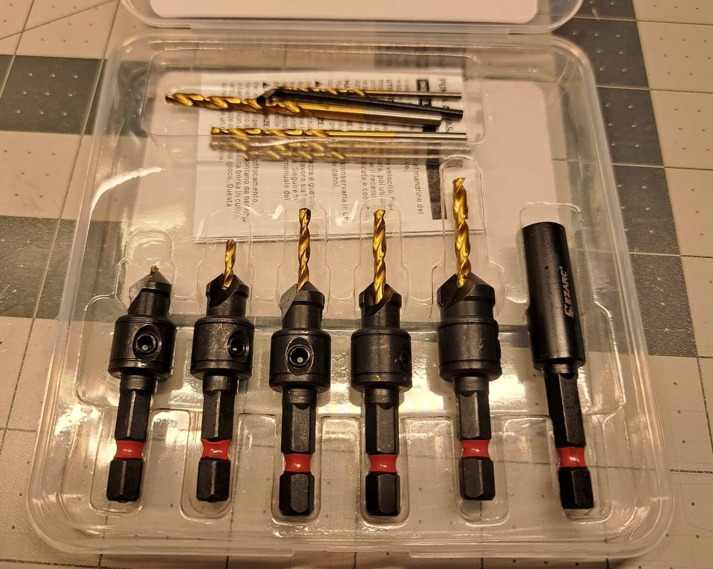 Customer photo review of 12PCS Two-Flute Titanium-coated Countersink Drill Bit Set with Storage Box