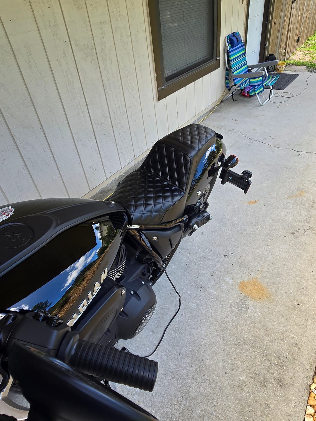 Customer photo review of Iron Born Diamond Stitch Indian Chief Bobber 2-Up Seat Black