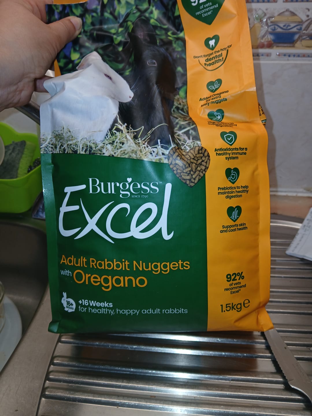 Customer photo review of Burgess Excel Adult Rabbit Nuggets with Oregano 1.5kgs
