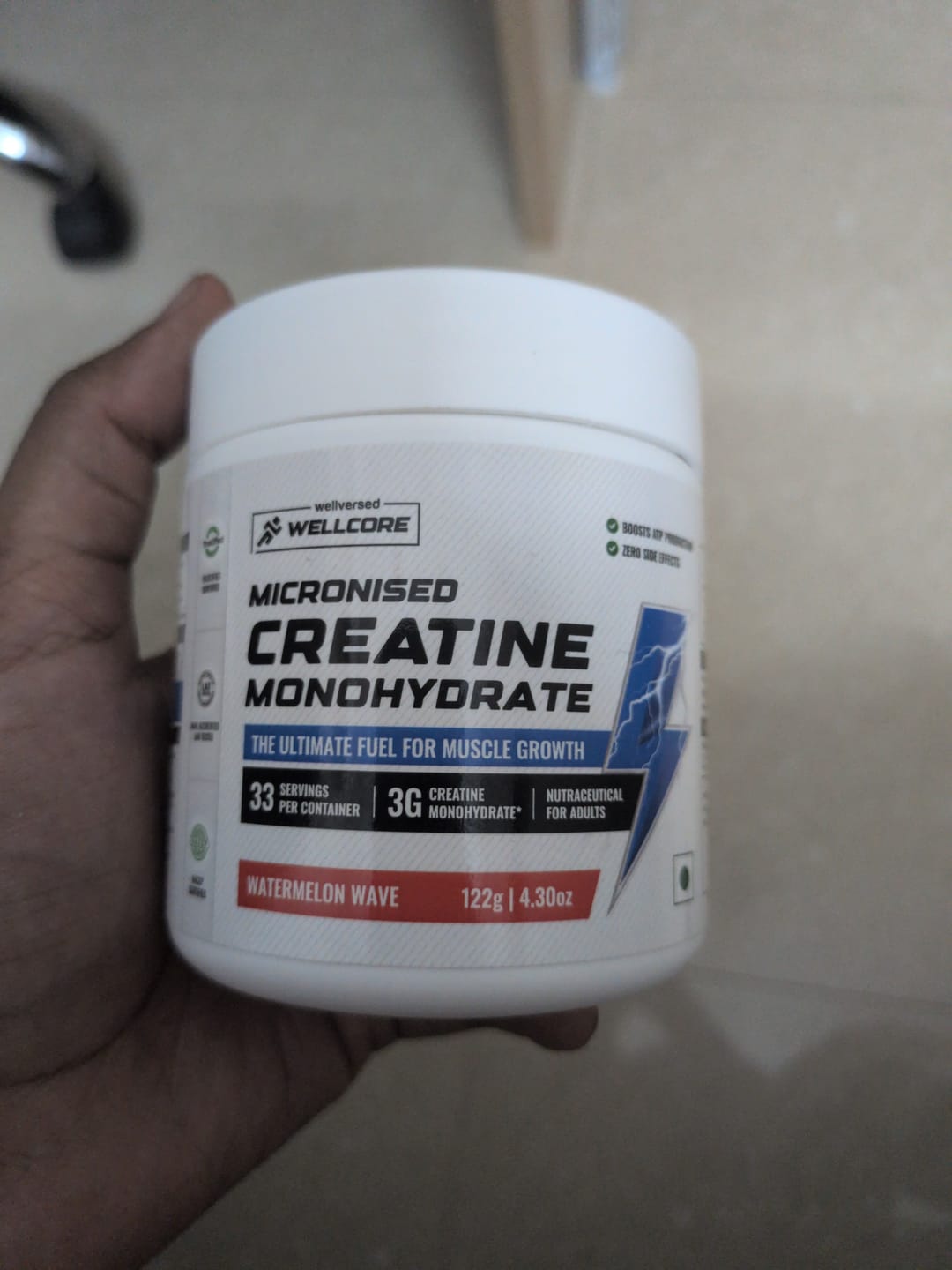 Customer photo review of Wellcore - Pure Micronised Creatine Monohydrate | Watermelon Wave (122g, 33 servings)