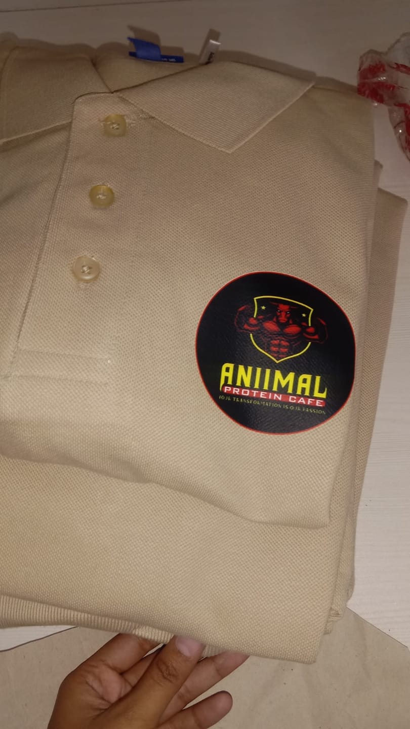 Customer photo review of Customized 100% Pure Cotton Polo T-Shirt With Your Company Logo | Order Logo Printed Tees | PrintMine.in