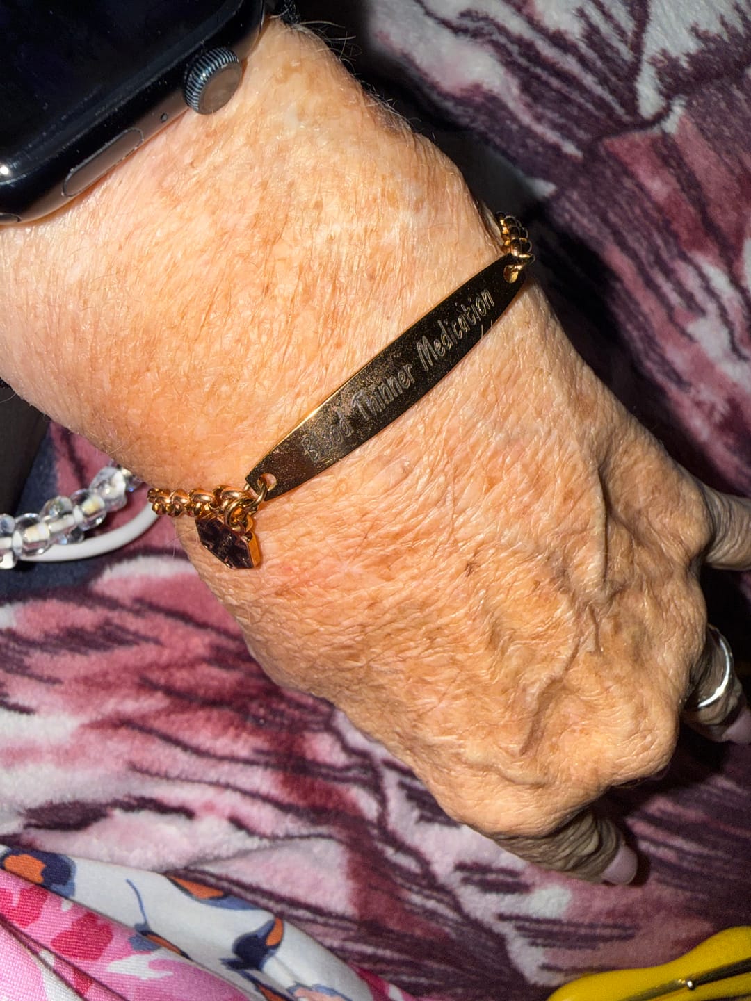 Customer photo review of Rose Gold Colour Medical Alert Bracelet with Medical Charm