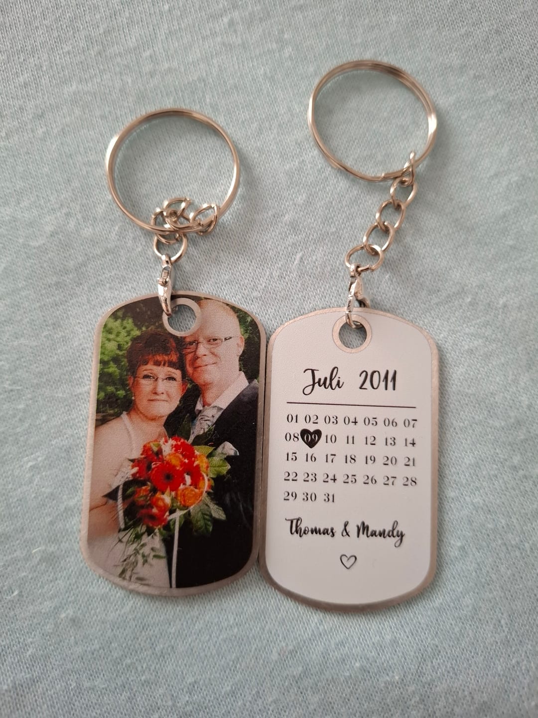 Customer photo review of Unser Tag - Personalisierter Metall-Schlüsselanhänger