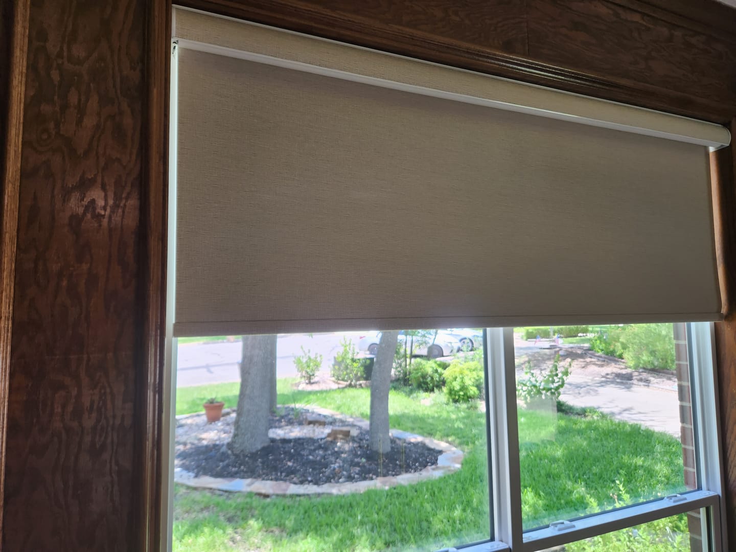 Customer photo review of Bringnox Motorized Roller Shades 100% Blackout Safari