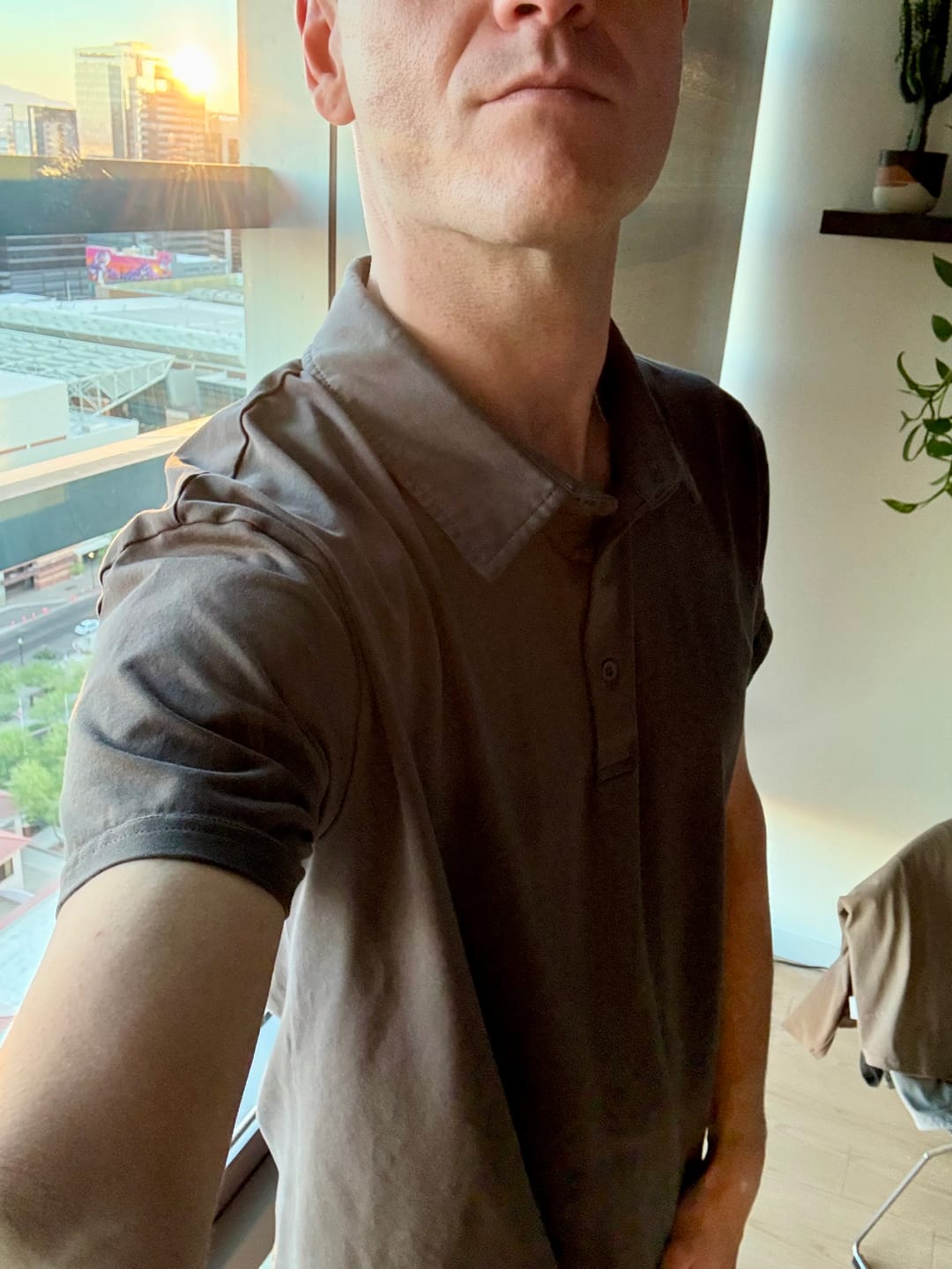 Customer photo review of 021 ESSENTIAL DROP-CUT POLO - CHARCOAL