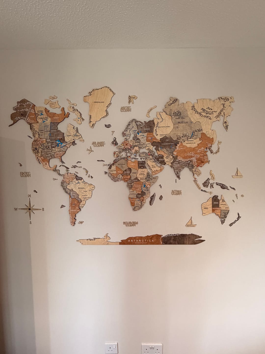 Customer photo review of 3D Wooden World Map Multicolor