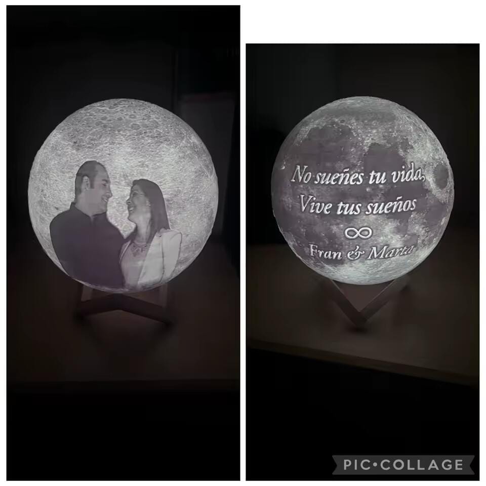 Customer photo review of Lámpara Luna 3D Personalizada
