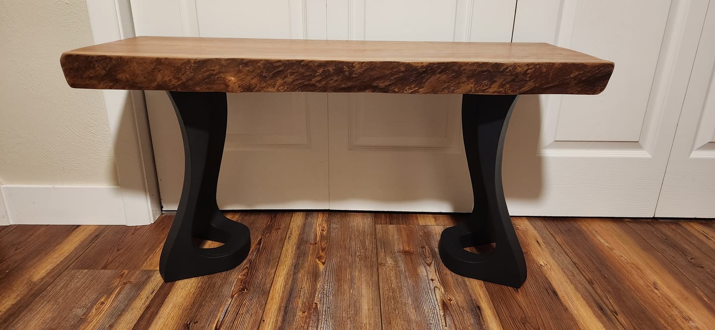 Customer photo review of Bench Legs 117/130 Uzar 16" H for Live Edge Table Top, DIY Projects