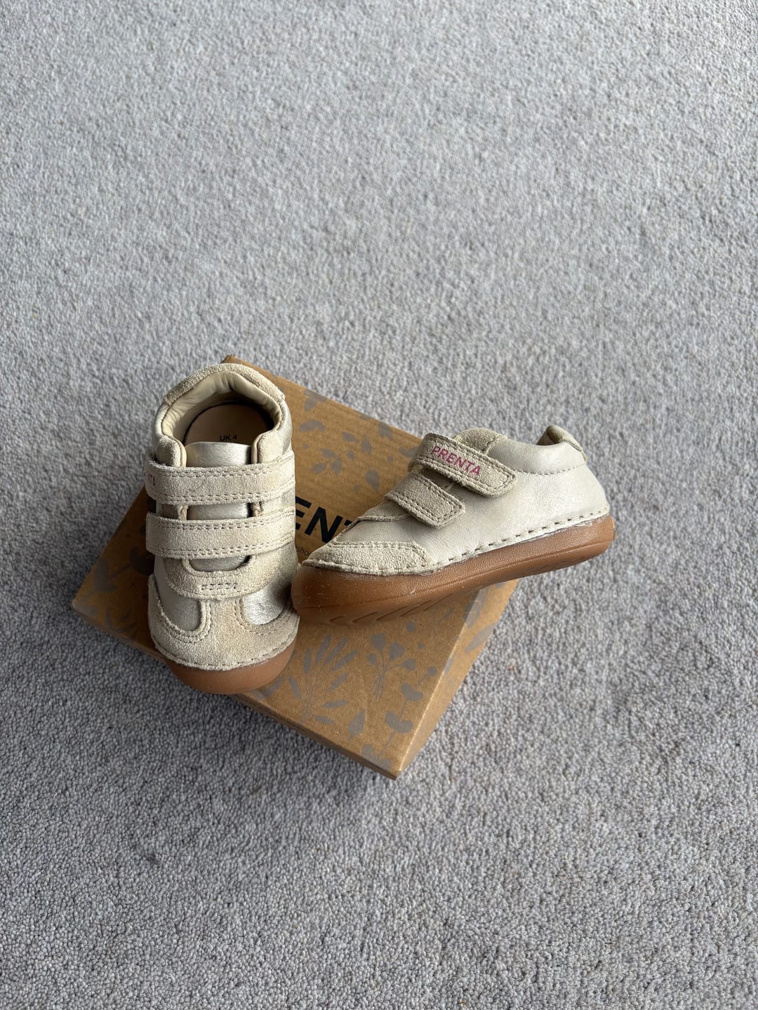 Customer photo review of Rocket Champagne Shimmer Leather First Walker Trainer