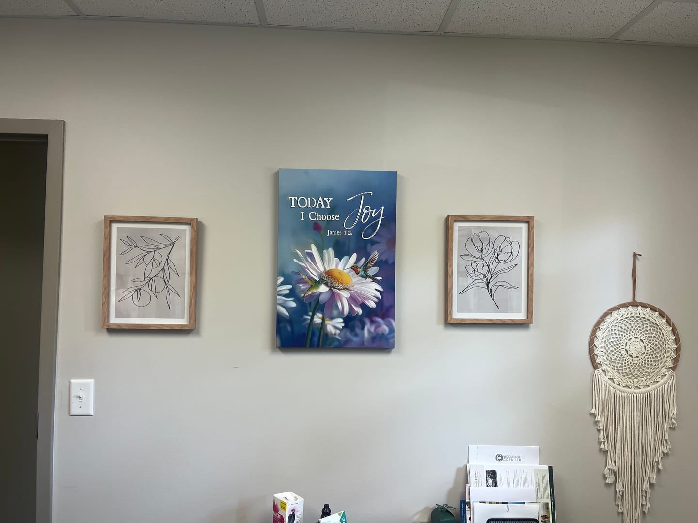Customer photo review of Today I Choose Joy James 1:2, Hummingbird With Daisies, Wall Art Canvas